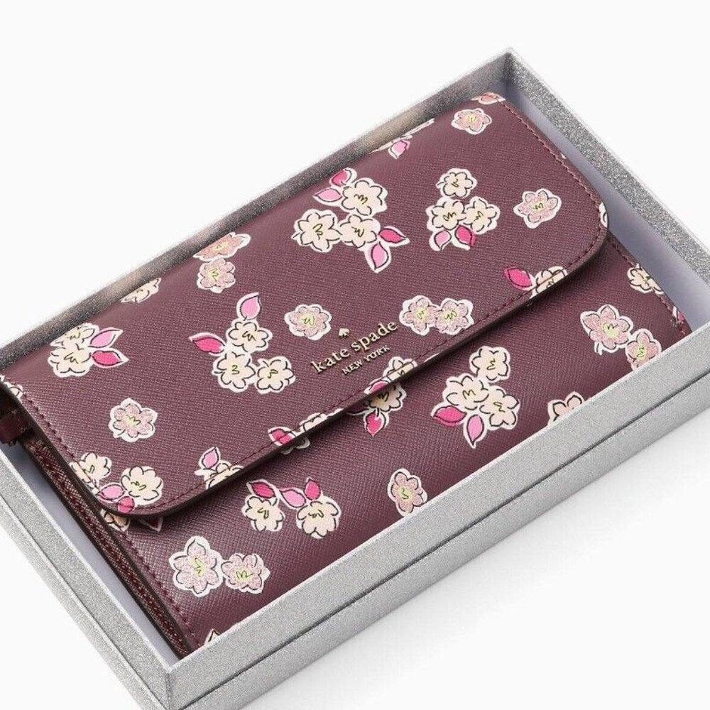 Kate Spade Women Large Continental Wallet Deep Berry Multi, NWT - Picture 2 of 7